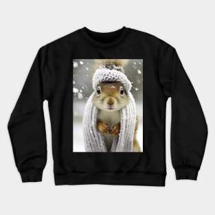 Cute squirrel in a white scarf Crewneck Sweatshirt